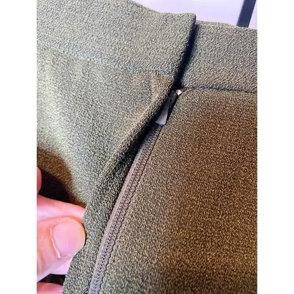 Ferre Gianni Skirt Womens 22 Olive Green Solid  Zip Back Slit Lined Career - Picture 10 of 13